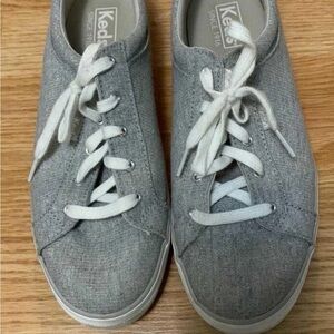 Keds Gray Canvas Lace-Up Sneakers with White Laces